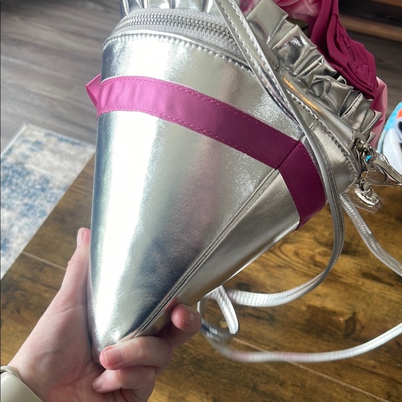 Betsy Johnson Silver and Pink Floral Women's Bag - Picture 3 of 5